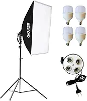 Kit Softbox com 4 lampadas LED e tripé de 2m, luz contínua para estúdio foto e vídeo