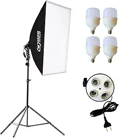 Kit Softbox com 4 lampadas LED e tripé de 2m, luz contínua para estúdio foto e vídeo