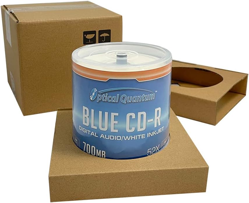Optical Quantum Digital Audio Music 700MB 52x Blue AZO CD-R White Inkjet Printable, 100 Discs