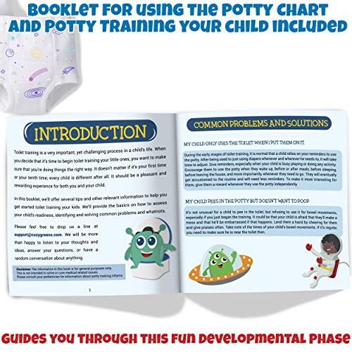 Potty Training Chart for Toddlers - Space Design - Sticker Chart - 4Week Reward Chart, 234 Cool Stickers, Certificate, Instruction Booklet & Motivational Cards - Bonus Celebratory Crown