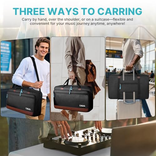 Image of ORKELS DJ Controller Bag Case, Portable DJ Travel Case, Fits Pioneer DDJ REV1 SR SR2 OMNIS DUO, Mixtrack Platinum FX