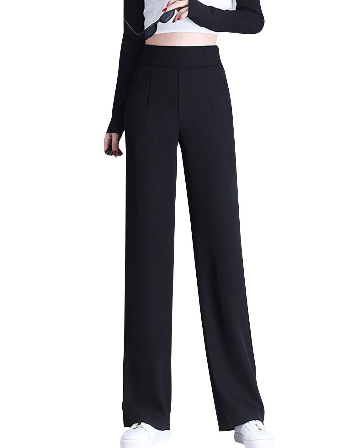 ZGZZ7 Womens Casual High Waist Wide Leg Pants Floor Length Pants