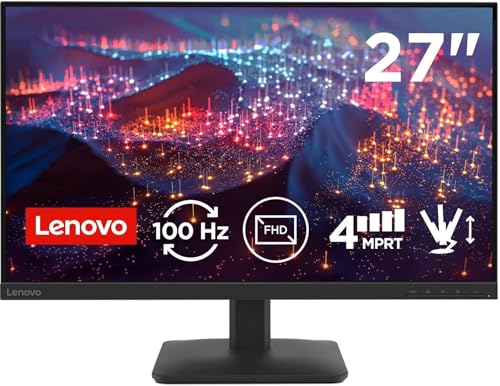 Lenovo L27-41 Monitor 27 Zoll | FHD, 100 Hz, IPS, 4ms, 16:9, HDMI 1.4 - VGA | VESA-Halterung 100 x 100 mm | Neigung | Raven Black
