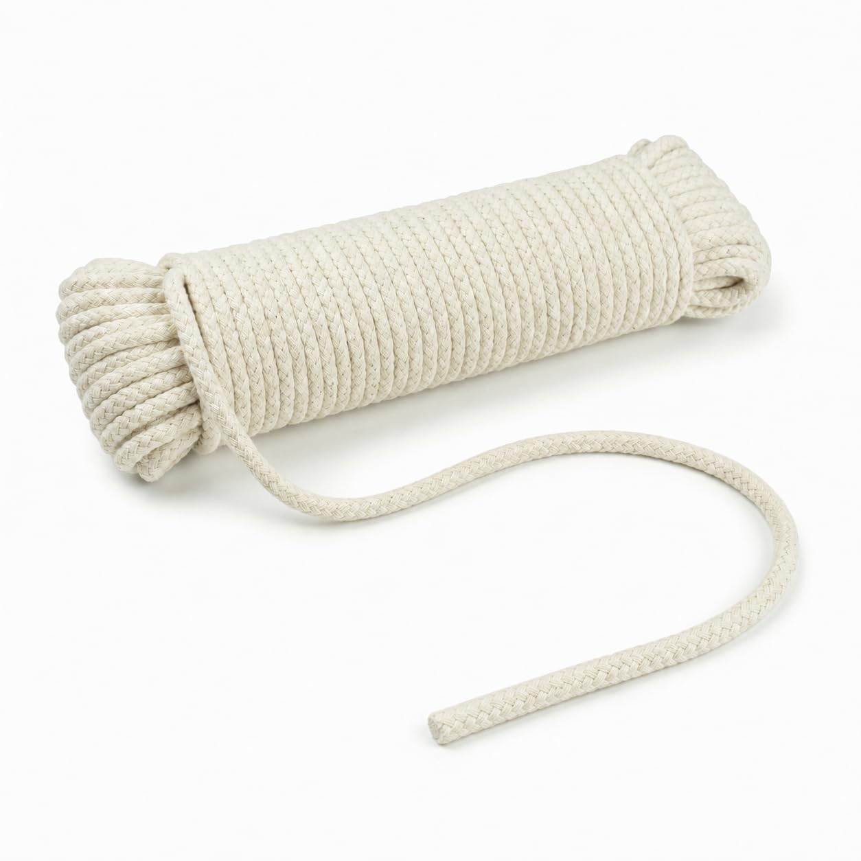 Winsome Beige All-Purpose Natural Braided Cotton Rope (25M/82Ft) 4Mm With Synthetic Polypropylene Core Clothesline