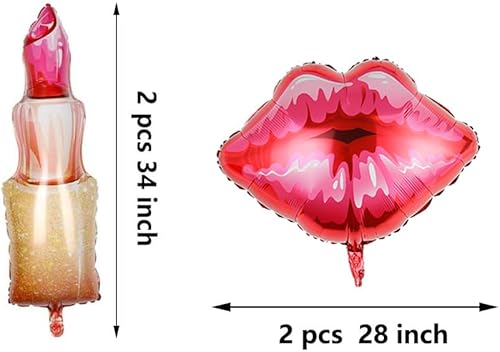 Miniatura 2 de Juego de globos de lápiz labial rojo, globos de maquillaje para decoración del día de San Valentín, maquillaje, fiesta, día de galentinos