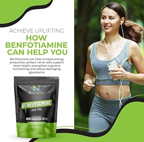 Nutrality Benfotiamine Supplement 300mg 60 Caps - Vitamin B1 Fat-Soluble for Heart, Kidney, Antioxidant Support, Cognitive Improvement, Increase Energy - Suitable for Vegan, Vegetarians, Allergen-free