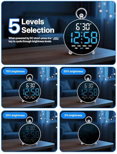 Image of CBK ABS Digital Alarm Clock Round Table Clock with Date Month Monitor Compact Desk Clock for Students,Home, Office, Bedroom, Living Room,Home Decor, Corporate Use (12 Cm Round) (Blue & White)