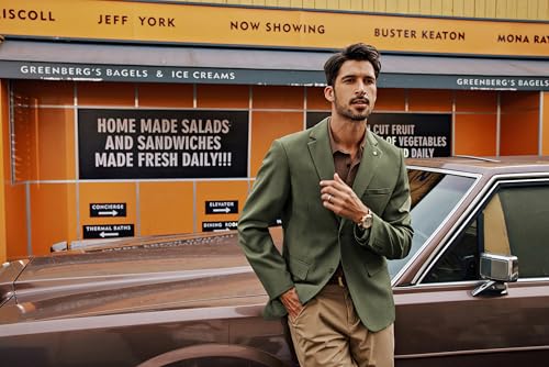 PJ PAUL JONES Mens Blazer Lightweight Sport Coats Casual Two Buttons Notched Lapel Suit Jacket with Removable Brooch4