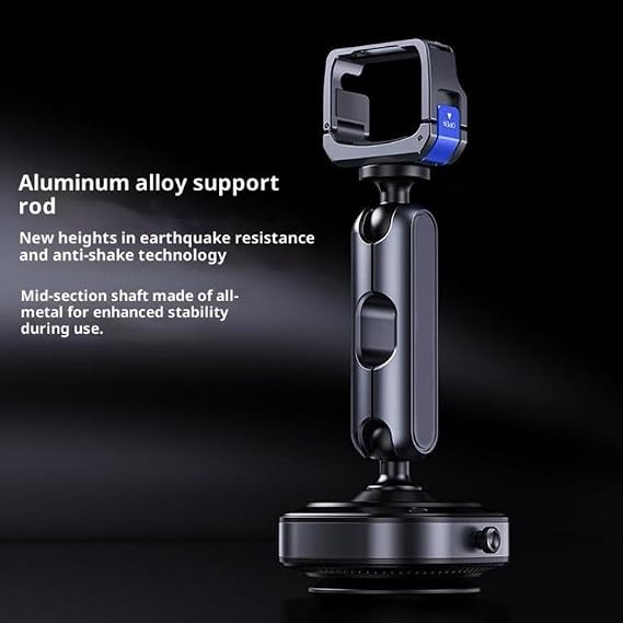 Coverzone Alüminyum Alaşımlı Şarjlı Vakumlu – DJI Osmo Pocket 3 ile Uyumlu Aksiyon Kameraları için Araba Çekim Braketi – Ayarlanabilir Açılar, Güçlü Emiş ile Düz Yüzeylerde Sabit Çekim | DJ-3
