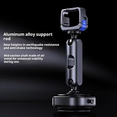 Coverzone Alüminyum Alaşımlı Şarjlı Vakumlu – DJI Osmo Pocket 3 ile Uyumlu Aksiyon Kameraları için Araba Çekim Braketi – Ayarlanabilir Açılar, Güçlü Emiş ile Düz Yüzeylerde Sabit Çekim | DJ-3
