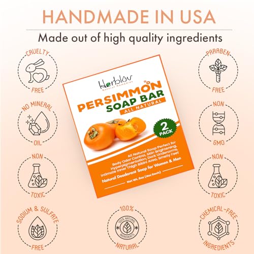 image for Natrulo Persimmon Soap Bar for Body Odor Control – Purifying Deodori