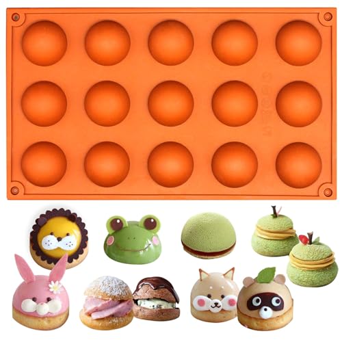 Molde de silicona flexible con 15 huecos semiesféricos para bombones, caramelos, postres, trufas, etc.