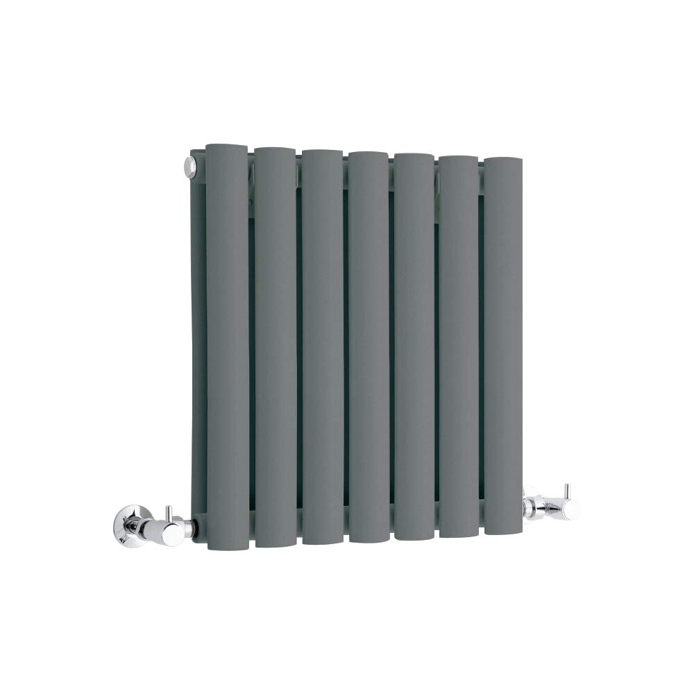 Milano Aruba Anthracite Horizontal Double Oval Panel Radiator 400mm x  413mm