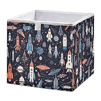 Kutsu Spaceship Storage Box, Foldable Storage Bins with Handle, Decorative Closet Organizer Storage Boxes for Home