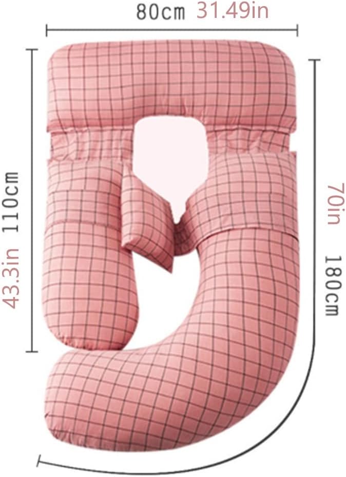 Pregnancy Pillow Cotton U-Shaped Maternity Pillow Removable and Easy to Wash Multi-Functional Breastfeeding Pillow Tummy Neck Pillow (Color : A5, Size : 180x80cm)