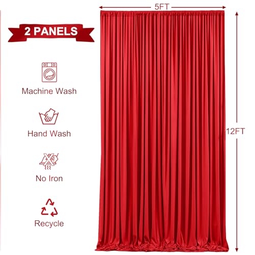 Cortinas Fondo Fotográfico Rojo 5x12 pies 2 Paneles miniatura 6