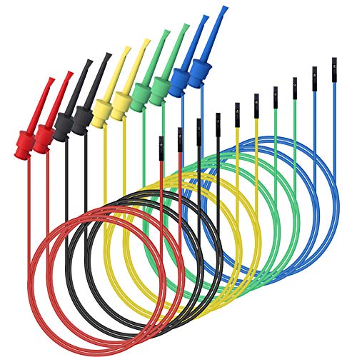 IGNPION Lot De 10 Crochets De Test Minigrabber 5 Couleurs 30 Cm Vers Câble De Raccordement (mâle) 26 AWG En Silicone Souple