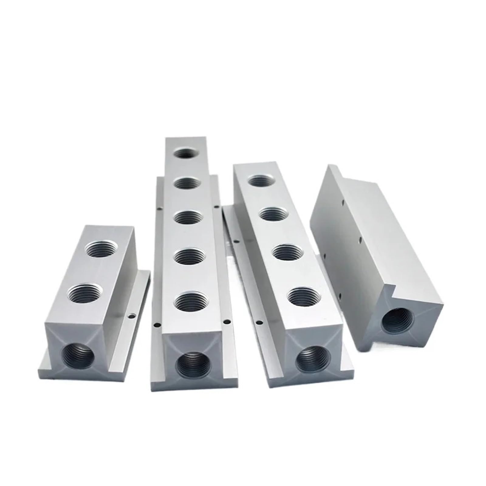 ZGPOSQKZSC 1pc 1/2" BSP Female Thread Solid Aluminum T-Shape Pneumatic Manifold 2 Way 4 Port
