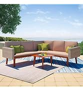 Festnight Gartensofa Ausziehbar 2 Sitzer Balkon Sofa Rattan Lounge Sofa