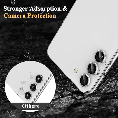 Image of Skinomi Camera Lens Protector Compatible with Samsung Galaxy S23 5G [Anti-Scratch] Premium Tempered Glass Film Aluminum Alloy Lens Ring Cover,Silver Titanium
