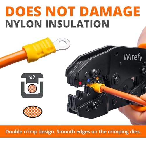 image for Wirefy Crimping Tool For Insulated Electrical Connectors - Ratcheting 