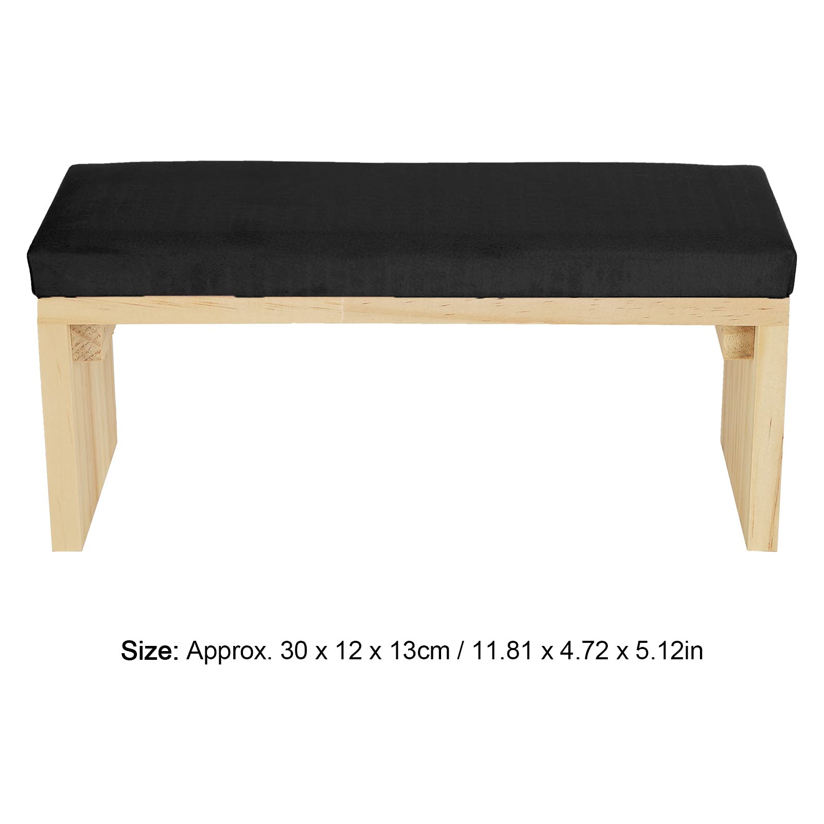 Reposamuñecas de manicura, reposamuñecas con soporte de madera, duradero y suave cojín de manicura de piel sintética para la mesa de uñas(negro)