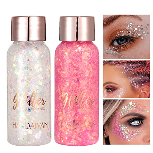 Gl-Turelifes ABC13 Mermaid Sequins Chunky Glitter Liquid Eyeshadow Glitter Body Gel Festival Glitter Cosmetic Face Hair Nails Makeup Long Lasting Sparkling 30G thumb #2