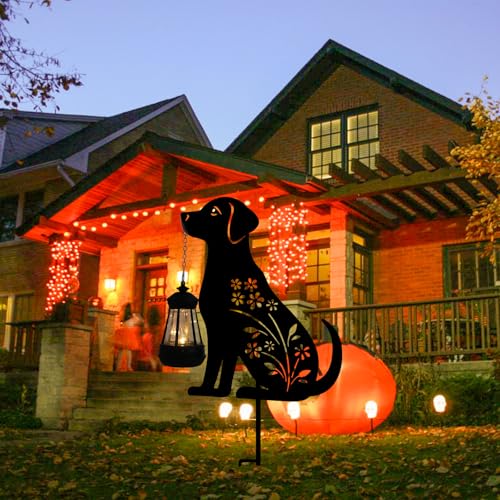 image for Bshine Dog Solar Light Outdoor Garden Decoration, Waterproof Metal Sta