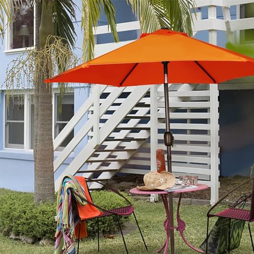Image of Blissun 7.5 ft Patio Umbrella, Yard Umbrella, Outdoor Market Umbrella with Push Button Tilt Crank, Orange