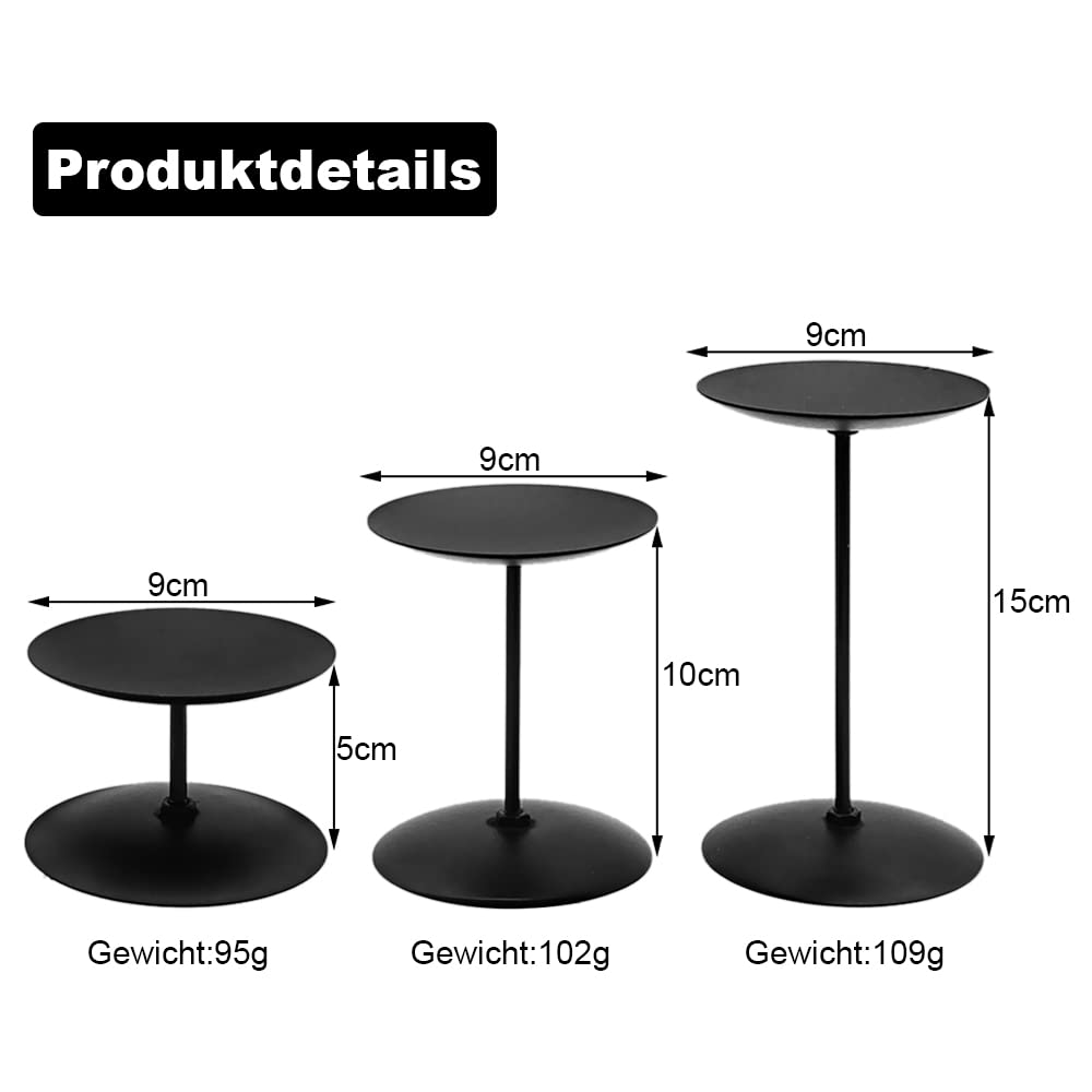 porta candele, 3 candelieri vassoio in metallo nero portacandele candela a stelo portacandele dellavvento per la decorazione della tavola Matrimonio Halloween Decorazione natalizia