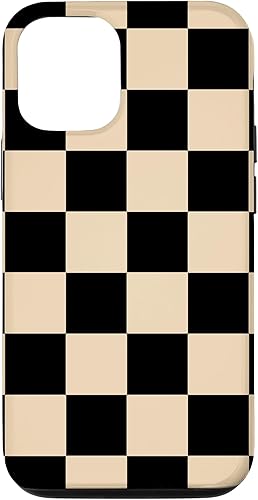 Funda para iPhone 1212 Pro con patrĂłn de cuadros negro y beige Funda para iPhone 1212 Pro con patrĂłn de cuadros negro y beige