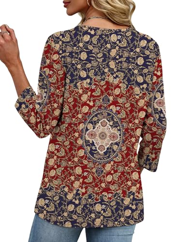Image of XIEERDUO 3 /4 Length Sleeve Womens Tops V Neck T Shirts Summer Clothes Basic Blouses Dressy Casual 2026 Spring Outfits