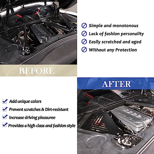 Image of Daeiclru Engine Bay Panel Cover Compatible with Chevrolet Corvette C8 2020-2023, Aluminium Engine Protector Splash Shield, Left Right Engine Case Guards (Black)