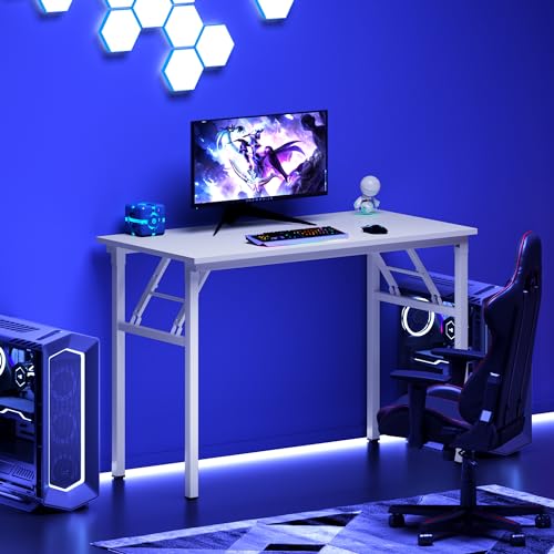 Image of DlandHome 31.5 Inch Small Folding Computer Desk for Home Office, White