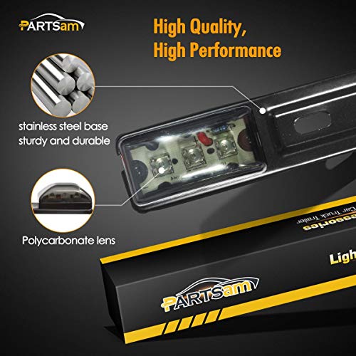 Image of Partsam 14.17 inch Red Led Truck Trailer Smoked Red Clearance ID 3 Lamps Trailer Identification Light Bar w Black Stainless Steel Bracket Replacement for Pickup Trucks