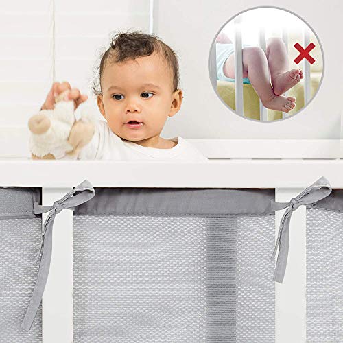 Baby Mesh Crib Bumper,Classic Breathable Crib Bedding Liner,Adjustable Length Fits Most Sizes Cribs,Machine Washable