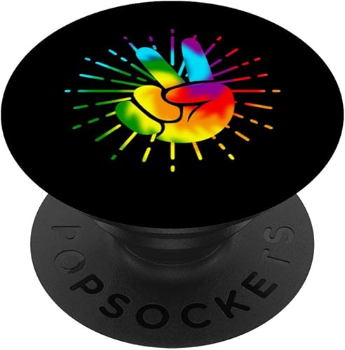Peace Sign Retro Hand Symbol Tie Dye 60s 70s Hippie Pattern PopSockets PopGrip Swappable Grip for Phones & Tablets