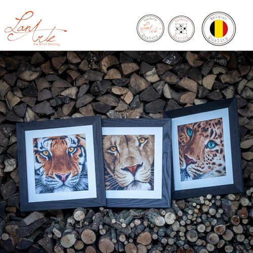 Image of Vervaco 14 Count LanArte Tiger On Aida Counted Cross Stitch Kit, 13.75 inch x 13.5 inch