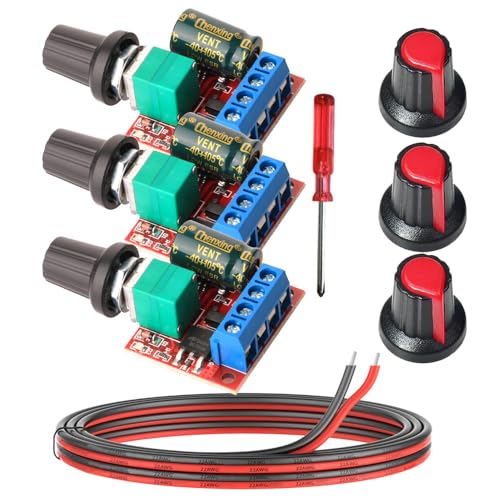 Gebildet 3pcs DC 5V-35V 5A Mini Moteur Contrôleur de Vitesse,PWM Regulateur de Vitesse,6V 12V 24V Réglable PWM Commutateur,avec Indicateur LED