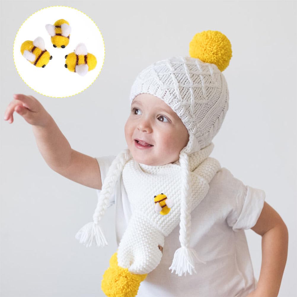 BESPORTBLE 20Pcs Felt Bee Plush Mini Wool Felt Bees Small s Mini s Wool Crafts Balls Honey Pom Poms DIY Decoration, Yellow, 3X2.5cm - Image 3