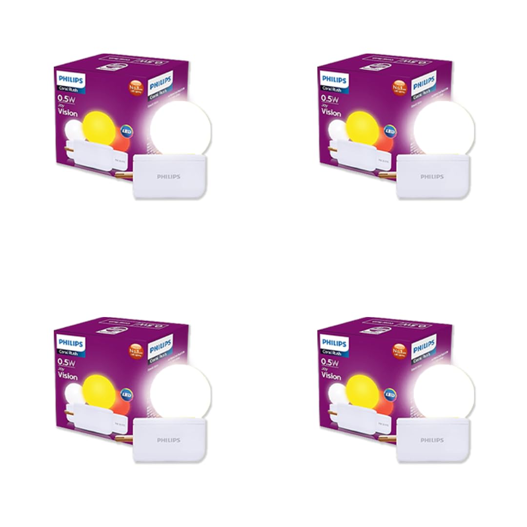 Philips Joy Vision Coral Rush 0.5W LED Night Lamp | Soft White Glow | Energy Efficient | Plug-in Prong Design | Ideal for Bedroom, Kids Room & Hallway (White, Pack of 4)-image-18