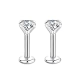 CANDYFANCY 16g 2/3/4mm Cubic Zirconia Triple Forward Helix Ear Cartilage Tragus Studs Earrings Lip Piercing 16 gauge