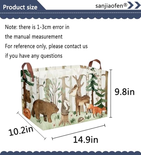 Image of Sanjiaofeng Rectangular Kids Basket Animal Storage Bins,Woodland Storage Baskets with Handles.Clothers,Toys,Books,Kid's Gifts Storage. (Tree animal)