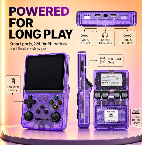 Image of 20,000+ Games Handheld Gaming Console, Portable Retro Game Player, 3.5 Inch IPS HD Display, RK3326 Quad-Core Processor, Dual Joystick, Built-in Speaker