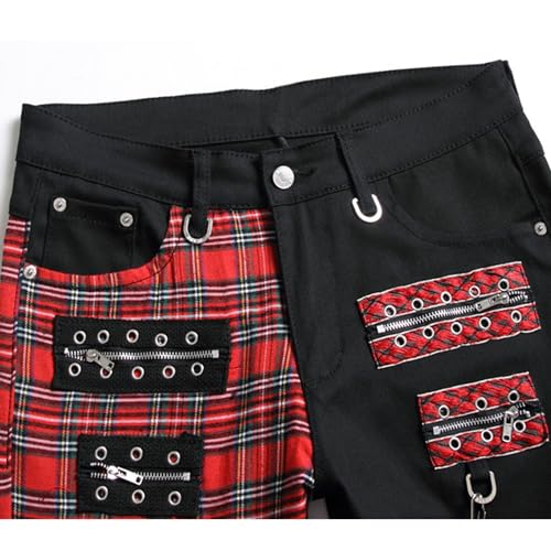 Mens Zip Strap Cargo Denim Pants Patchwork Regular Fit Flex Jean Hip Hop Straight Fit Jeans3