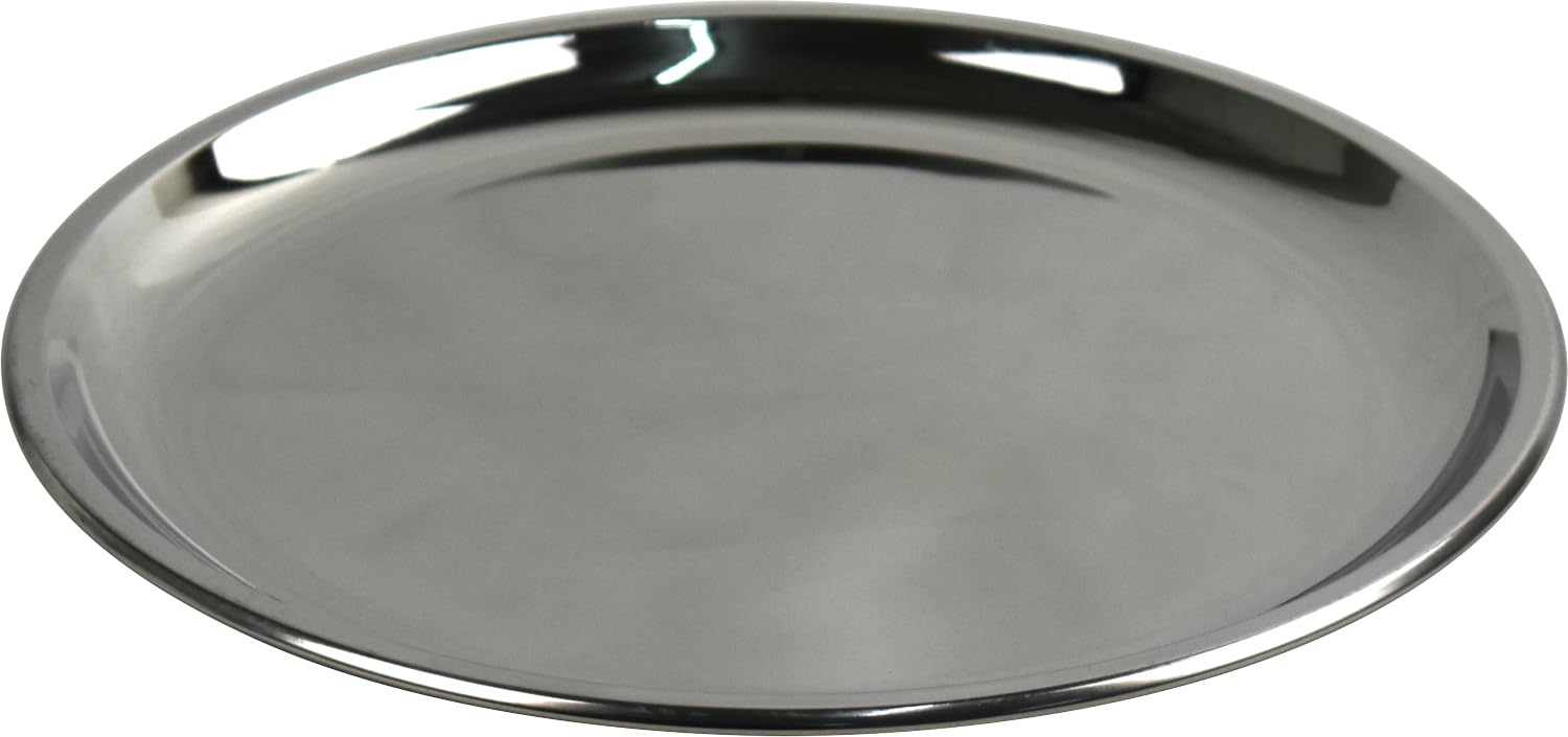 Sterling Ventures Stainless Steel Dinner Plates Thali Steel Plate Unbreakable Lunch & Dinner Dishes Non-Toxin Dinnerware Tableware Round Plates Dishwasher Safe BPA Free Healthy (Plates 28CM X4)