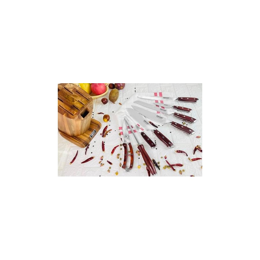 Professional-9-Piece-Knife-Set-German-Steel-14116-Blade-PakkawoodG10-Handle-Acacia-Wood-Block-Gift-Box-Included-a-Free-Stainless-Steel-Fingerguard-and-Peeler Professional 9-Piece Knife Set - German Steel (1.4116) Blade, Pakkawood(G10) Handle, Acacia Wood Block, Gift Box Included (a Free Stainless Steel Fingerguard and Peeler)