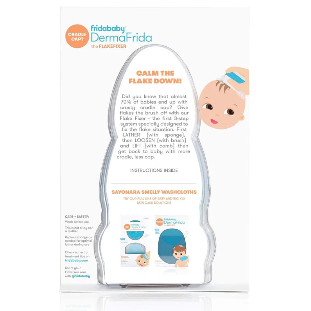 Frida Baby FlakeFixer – Kit trattamento per crosta lattea, 3 fasi, cura delicata per cuoio capelluto, con pettine e spugna inclusi