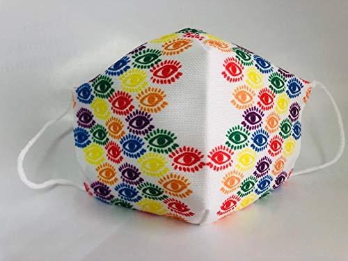 Mascarilla reutilizable estampado ojos colores original divertida elegante hombres mujeres