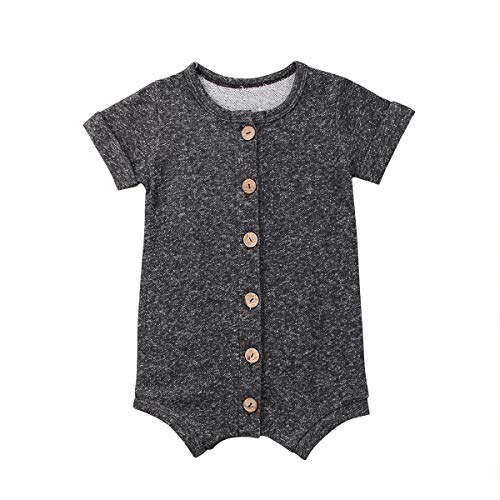 Image of Meipitgy Infant Newborn Baby Boys Girls Romper Bodysuit Jumpsuit Outfits Overalls Clothes 0-24 M (6-12 Months, Gray)